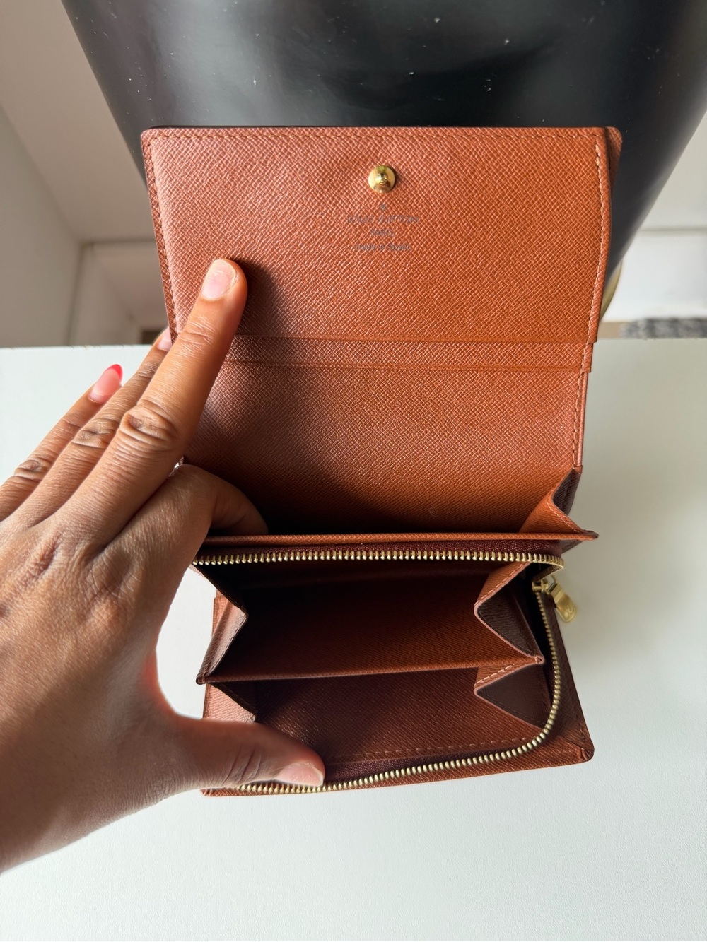 Louis Vuitton Monogram Compact Wallet with Brown Leather Interior - Picture 8 of 9